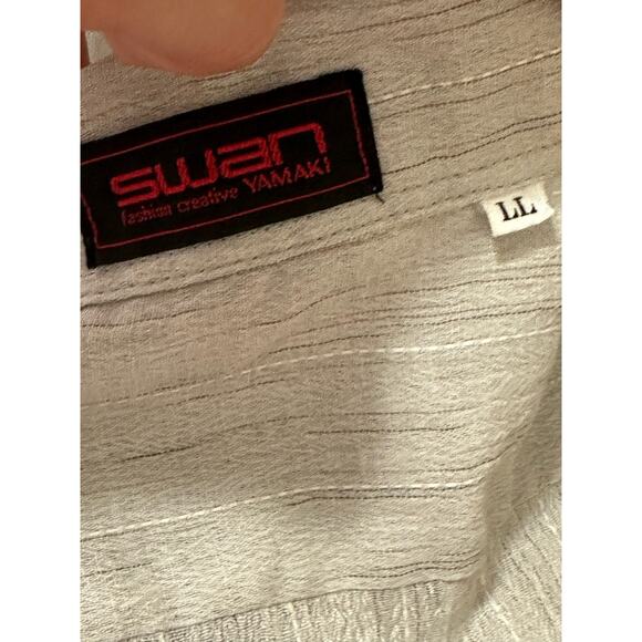 Yamaki Swan silver stripe lightweight short sleeves buttoned shirt size Large - Picture 3 of 5